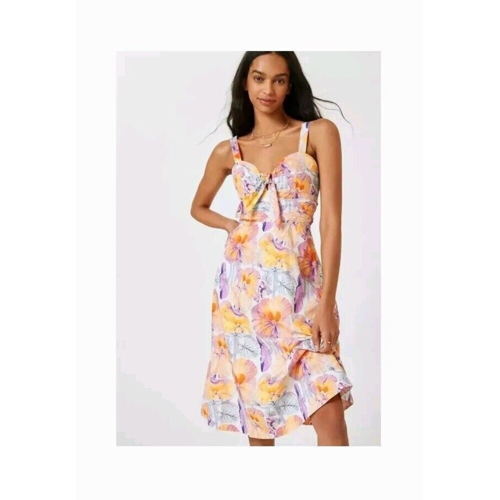 Anthropologie Floral Mini Dress - Orange and Purple